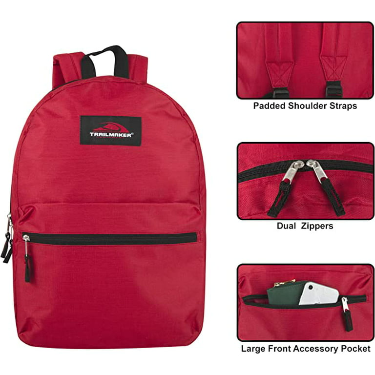 Wholesale Trailmaker 17 Inch Double Front Pocket Backpack - 4 Colors