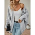 thumbnail image 3 of Womens Oversized Soft Knit Cardigan Sweater with Pockets Light Gray S, 3 of 7