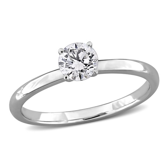 Created Forever Women's 1/2 CT Lab Created Diamond 14K White Gold Solitaire Engagement Ring (H-I, SI-I1)