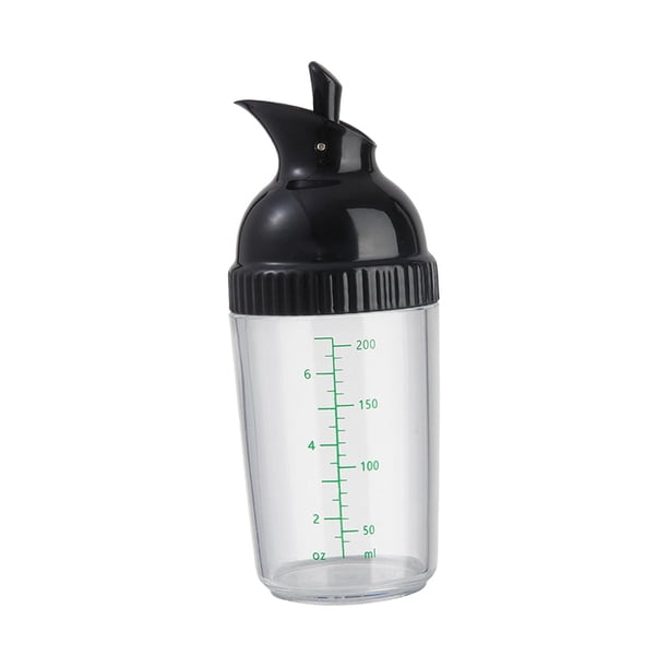 Coctelera para de ensalada, recipiente para condimentos líquidos, duradero, transparente, fácil de verter, dispensador de vinagrera, botella Negro Macarena Botella de aderezo para ensaladas
