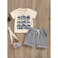thumbnail image 4 of Aojekbee Little Boy Summer Outfit Tractor Print Short Sleeves Tops with Solid Color Shorts 2 Pcs Clothes, 4 of 10