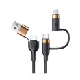 thumbnail image 1 of wonima11 USB C Multi Fast Charging Cable PD 60W Nylon Braided Cord 4-in-1 3A USB/C to Type C/Phone Fast Sync Charger Adapter Compatible with Laptop/Tablet/Phone (Black, 4ft), 1 of 1