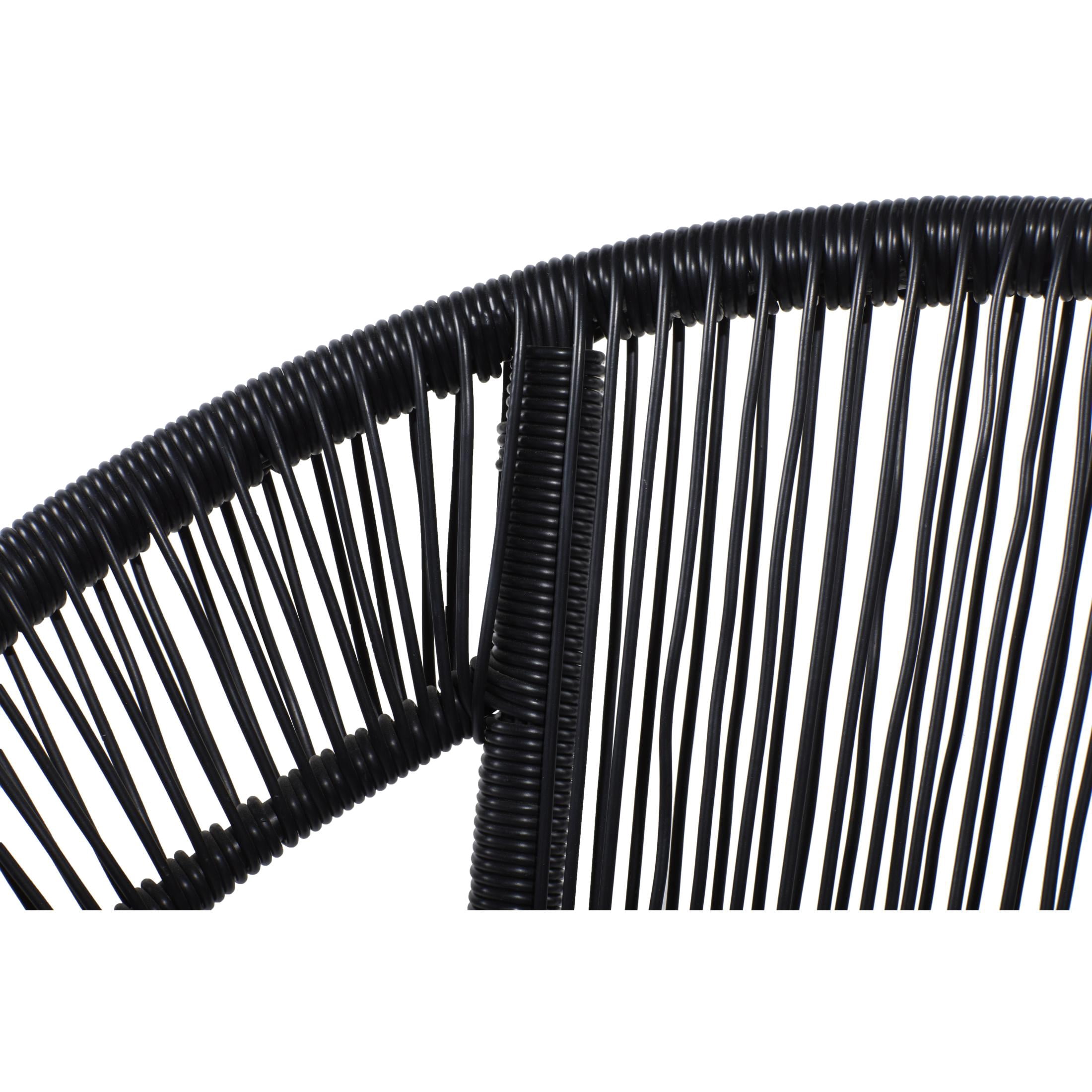 DecMode Black Plastic Rattan Contemporary Outdoor Chair, 29"W x 23"L x 30"H, featuring a Rounded Seat with Backrest