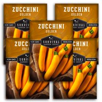 5 Packs Golden Zucchini Seeds - Non-GMO Heirloom Full Sun Annual Vegetable
