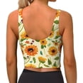 thumbnail image 3 of Haiem Sunflowers And Butterflies Pattern Womens Sports Bra - U Neck Padded Low Impact Yoga Bra Workout Crop Top Gym Moisture-Wicking Workout Vest -, 3 of 9