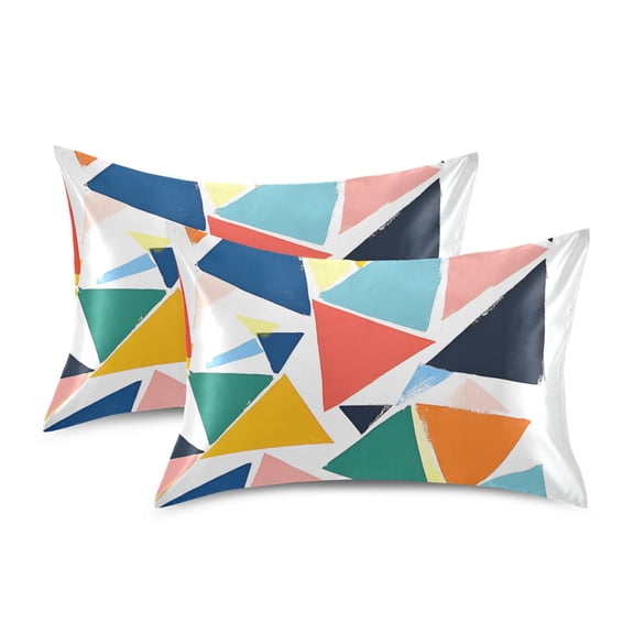 Yayeee Pillowcase Standard Size Set of 2 Satin Wrinkle Resistant Pillow Case, Red Triangles