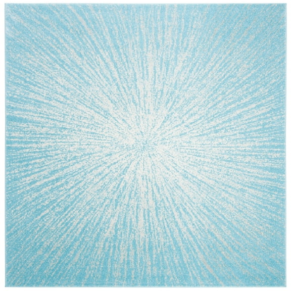 SAFAVIEH Evoke Vana Abstract Area Rug, Aqua/Ivory, 6'7" x 6'7" Square