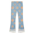 thumbnail image 4 of Angala Toddler Girls Denim Pants Floral Graphic Flared Leg Jeans With Lace Trim Fall Casual Girls Trousers Size 2-3 Years, 4 of 9