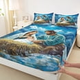 thumbnail image 3 of jejeloiu Oil Painting Twin Sheet Sets,Christmas Theme Twin Fitted Sheet,Happy New Year Flat Sheet For Men Women,Lightweight Room Decor,3pcs, 3 of 7