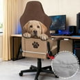 thumbnail image 3 of SCRAWLGOD Labrador Retriever Paw Print Brown Pattern Gaming Chair Slipcover with Armrest Cover, Stretch Desk Chair Covers Removable Computer Reclining Chair Slipcovers Washable Furniture Protector, 3 of 7