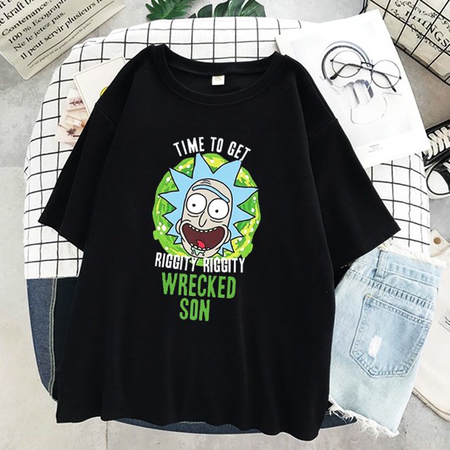 Verano 2021 Rick and Morty impreso camiseta de dibujos animados personaje de manga corta simple y casual camiseta popular para hombres y mujerespangjing