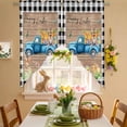 thumbnail image 2 of Happy Easter Swag Valance Curtains Watercolor Blue Truck Yellow Egg Bunny Brown Wood Grain Black Plaid Rod Pocket Swag Curtains Small Window Treatments for Kitchen Bedroom 28" W x 36" L, 2 Panels, 2 of 9