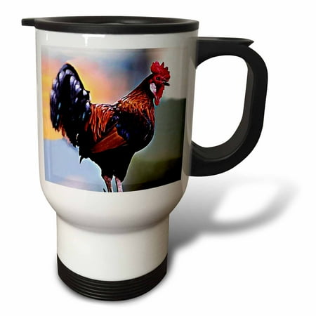

3dRose Rooster Travel Mug 14oz Stainless Steel