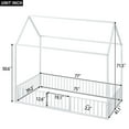 thumbnail image 3 of Euroco Metal Twin Size House Bed Frame, Low Profile Canopy Bed with Fence and Door, White, 3 of 16