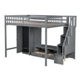 thumbnail image 4 of Euroco Wood Full Size Loft Bed with Desk and Wardrobe, Storage Shelves and Cabinets, Gray, 4 of 13