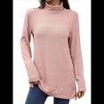 thumbnail image 1 of Camiseta Holgada de Larga con Cuello Alto y Estampado Geométrico de Jacquard para Mujer, Otoño e Invierno. Rosa M, 1 of 10