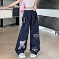 thumbnail image 6 of TIREOW Girls Cargo Pants Bow Print Elastic Waisted Wide Leg Cargo Sweatpants Streetwear Lightweight Quick Drying Casual Joggers, 6 of 6
