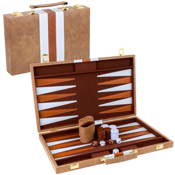 Funda clásica de piel sintética Backgammon Set RERIVER 2 Players