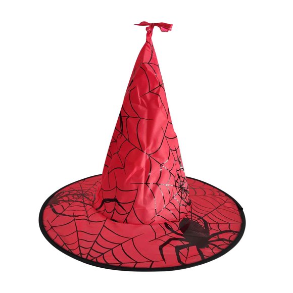 Halloween Witch Hats Costume Accessory Decorations, Thickened Hanging Wizard Hats Bulk for Women Kids with Hanging Rope, Floating Porch Indoor Outdoor Hocus Pocus Decor Party Supplies,Red