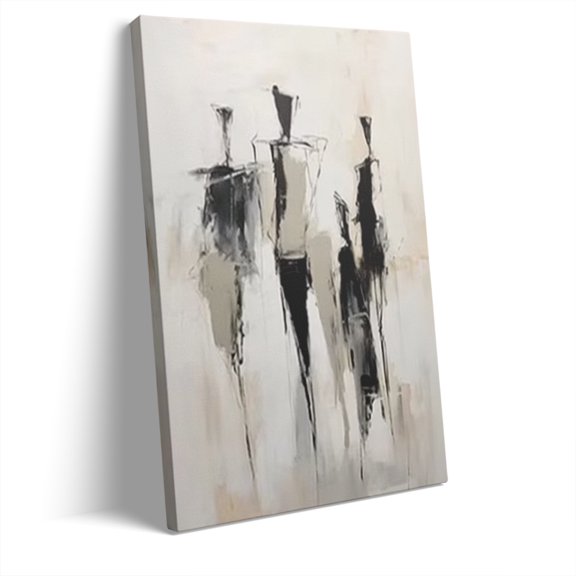 Topbout Art Minimalist Abstract Figure Silhouette Neutral Canvas Art Gallery Wrapped - Living Room