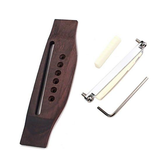 Rosewood Guitar Bridge Set Adjustable Replacement for 6 String Folk Acoustic Guitar