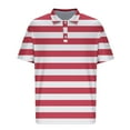 thumbnail image 5 of T-shirts for Men Plus Size under $5 Short Sleeved Lapel Button Stripe Casual Solid Color Hook Buckle T-shirt Hot Pink L, 5 of 5