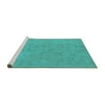 thumbnail image 2 of Ahgly Company Machine Washable Indoor Round Oriental Turquoise Blue Industrial Area Rugs, 4' Round, 2 of 4