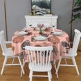 thumbnail image 2 of Pink Football and Drinks Pattern Round Tablecloth 60"x60",Wrinkle Wipeable Table Cloth for Kitchen Dining Room Picnic Patio Party, 2 of 6