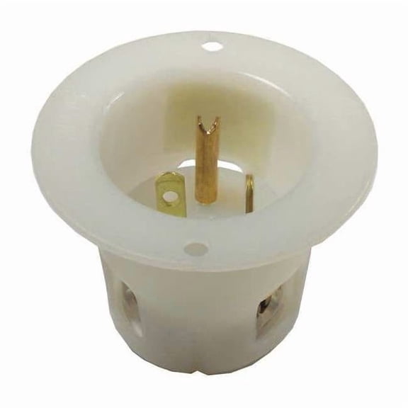 Straight Blade Inlet, 20 A, 125V AC, 2 Pole, 3 Wire, Flush Mount, Grounded