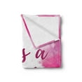 thumbnail image 2 of Gender Reveal Soft Flannel Fleece Throw Blanket, Hand Written Look Its a Girl Text Watercolor Splash Frame Pink Tones Print, Cozy Plush for Indoor and Outdoor Use, 50" x 70", Multicolor, by Ambesonne, 2 of 5