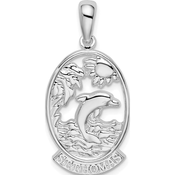 Sterling Silver Polished St. Thomas Dolphin Sunset Pendant(Length 31.31) - Jbsp