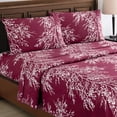 thumbnail image 2 of Collections Etc 4-Piece Foliage Bed Sheets and Pillowcases Set | Graceful Branch Design | Fitted Sheet, Flat Sheet, Pillowcases | Machine Wash, Polyester, 2 of 5