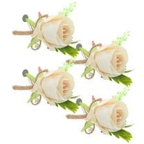 WRITWAA 4-Pack Beige Artificial Flower Wedding Boutonniere Set for Groom, Bridesmaids, and Wedding Decorations