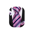 thumbnail image 1 of Set de Corbata Barry.Wang Rayada Rosa y Azul Marino de Seda 150 cm, 1 of 6