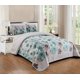thumbnail image 4 of Luxury Home Collection Juego De Colcha Reversible Acolchada De 3 Piezas King/California King Con Estampado Floral, Color Turquesa, Blanco Y Gris, 4 of 4