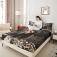thumbnail image 4 of Feelyou 3D Brown Bear Queen Sheet Sets for Teens, Woodland Wildlife Flat Sheet, Fashion Leopard Print Queen Fitted Sheet, Microfiber Bedroom Decor, 4-Piece, 4 of 7