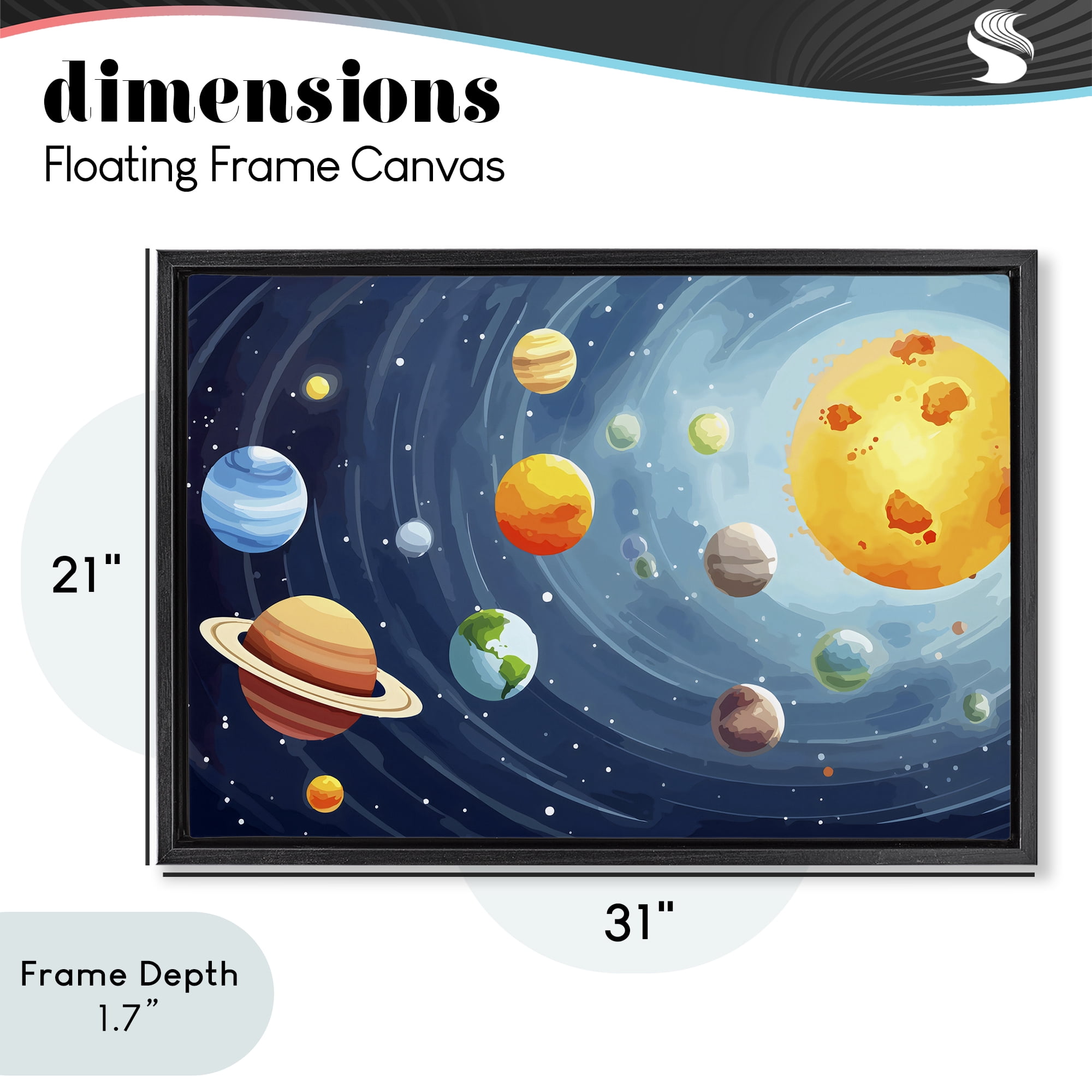 Stupell Industries Solar System Planets Orbit Black Framed Floater Canvas Wall Art, design by Creative Studio