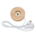 thumbnail image 4 of 2cm Thick, Round Decorative Lamp for Home - 5V White Glow USB LED Oak Wood Light Base, 4 of 8