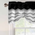 thumbnail image 4 of Black Grey Tie Up Valance Curtains for Windows, Kitchen Curtains Window Treatments, Geometric Chevron Print Wavy Striped White Short Window Shades Valances for Bedroom Bathroom Cafe 42"x18", 4 of 8