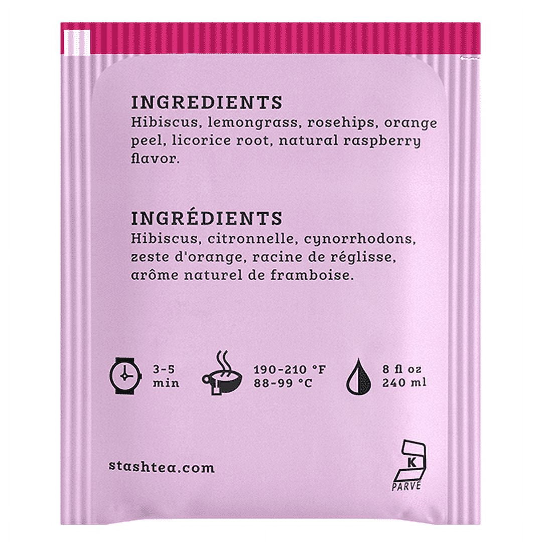 Stash Tea Herbal Tea Wild Raspberry Hibiscus Caffeine Free 20 Tea Bags 1.3 oz each pack of 3