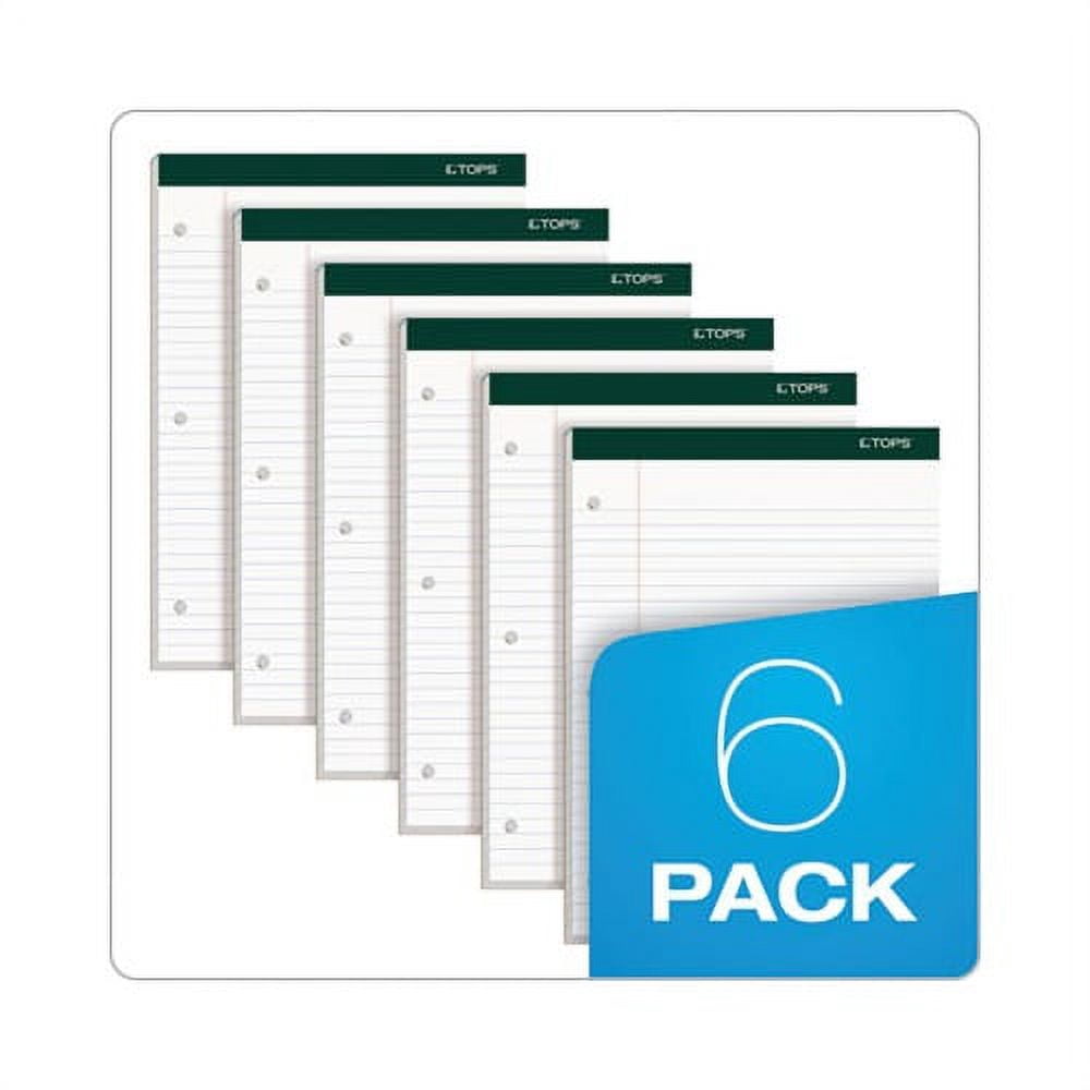 Double Docket Ruled Pads Wide/Legal Rule, 8.5 x 11.75, White, 100 Sheets, 6/Pack