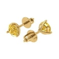 thumbnail image 2 of 14K Solid Gold Screw Back Stud Earrings for Women | 2 cttw Round Cut Simulated Yellow Diamond | Yellow Gold, 2 of 5
