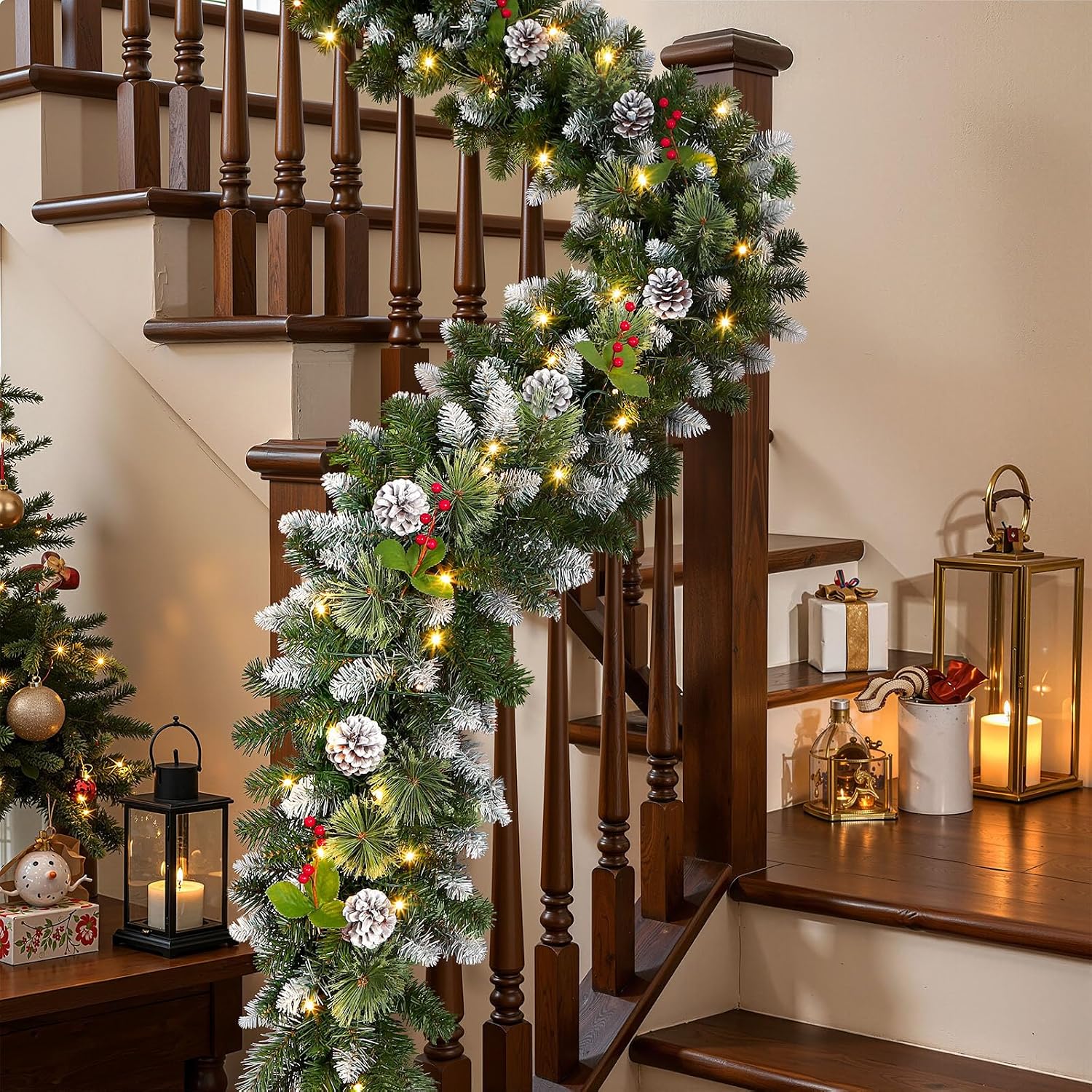 Lolsea 9-Foot Pre-Lit Christmas Garland with Multi-Color LED Lights photo 4