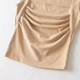 thumbnail image 3 of Playeras,Blusas y Tops,Ropa para Mujer Tank Top Mujeres Camiseta sin mangas con cuello cuadrado con volantes y corte bajo sexy para mujer (Khaki, M), 3 of 5