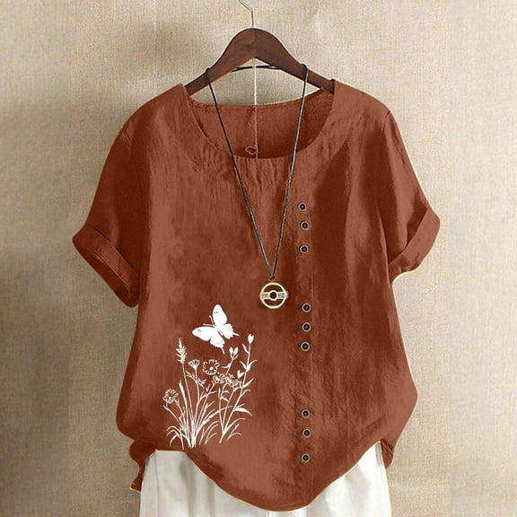 Womens Shirt Short Sleeve T Shirts for Women Trendy V Neck Printed T Shirts for Women Crew Neck Tops for Women Trendy