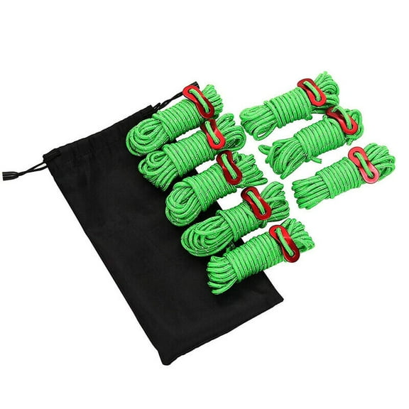 8Pcs Fluorescent Green Tent Guide Rope Tent Camping Reflecting Guy Rope 4M SO