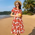 thumbnail image 4 of Vsdgher Tomates pour Femmes Été 2025 Robes Midi Maxi Décontractées Légères Manches Courtes Col Rond Robe de Plage, 4 of 6
