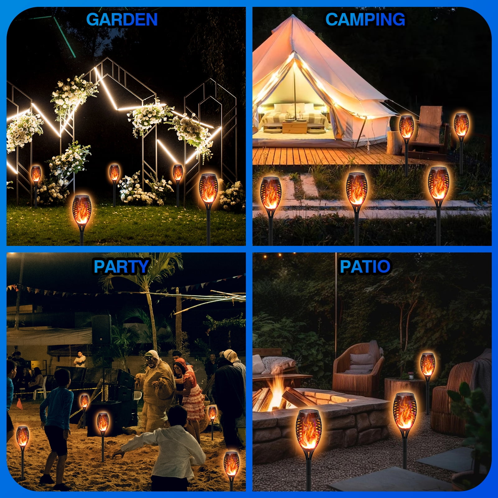 Solar Lights 12 LED Flickering Flame Solar Torch Lights Waterproof Outdoor Lighting Solar Powered Pathway Lights Landscape Decoration Lighting for Garden Patio Yard, 12 Pack