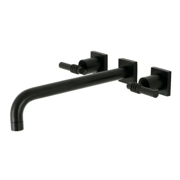 Kingston Brass KS6050ML Milano Two-Handle 3-Hole Wall Mount Roman Tub Faucet in Matte Black