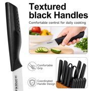 Knife Set with Block and Sharpener, High Carbon Stainless Steel Chef Knife block Set for Kitchen(15 PCS Pro Black)